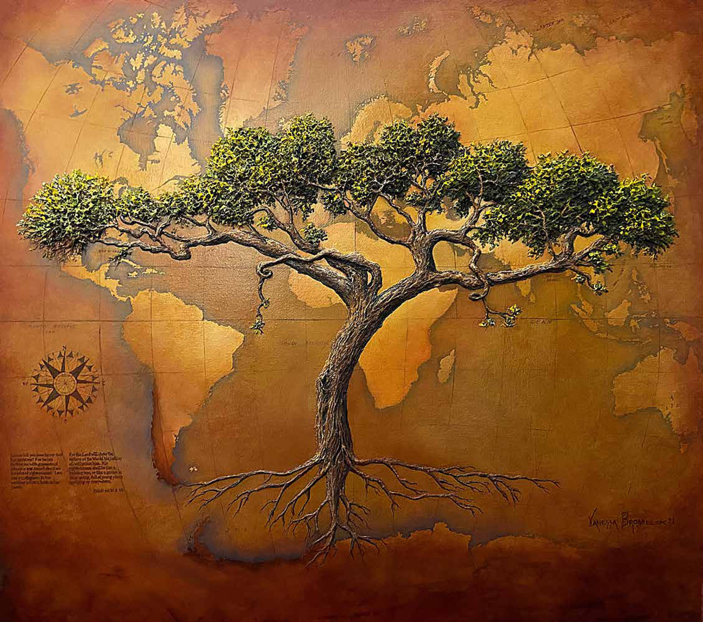 Painting: “Acacia Tree” – Acrylic, Molding Paste, Oil on Canvas - Artist: Vanessa Brobbel
