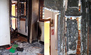 Inside of building damaged by fire