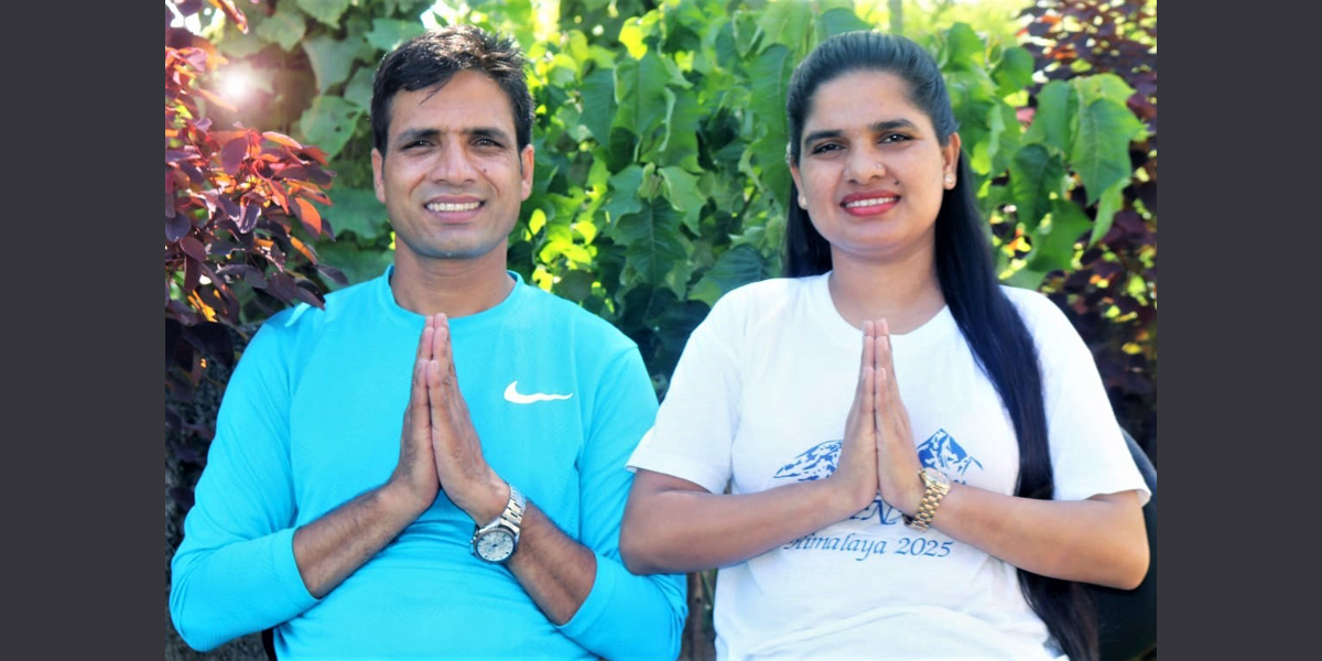 Keshav Raj Acharya and his wife.