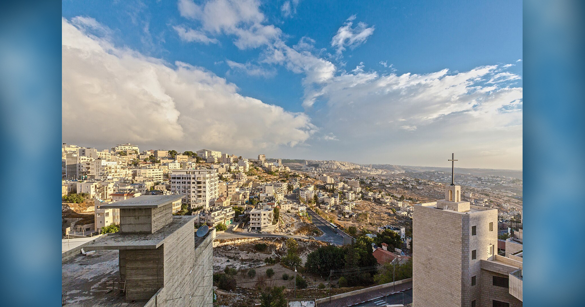 The city of Bethlehem covers a hillside. The city of Bethlehem covers a hillside.