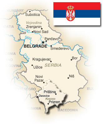 Serbia map & flag