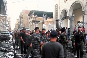 Bomb attack on Syrian-Orthodox church in Qamishli - Photo: Voice of America www.voanews.com/