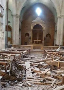 A Syrian church that was destroyed in attacks by rebels.