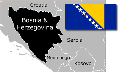 Bosnia and Herzegovina map and flag