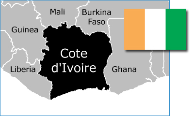 Cote d'Ivoire map & flag
