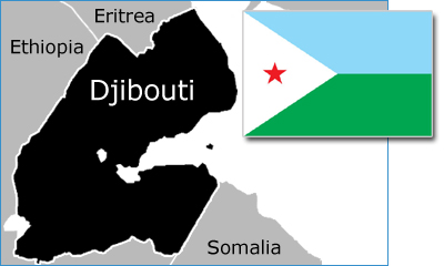 Djibouti map & flag