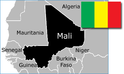 Mali map & flag