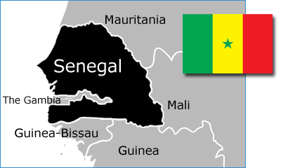 Senegal map & flag
