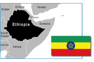 Ethiopia map and flag