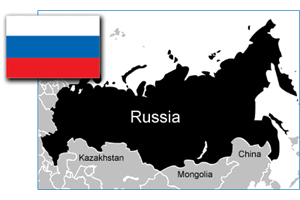 Russia map and flag