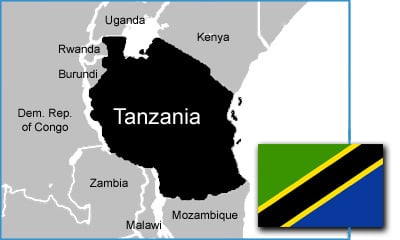Tanzania map & flag